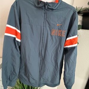 Nike Men's Windbreaker in Gray with Orange Accents